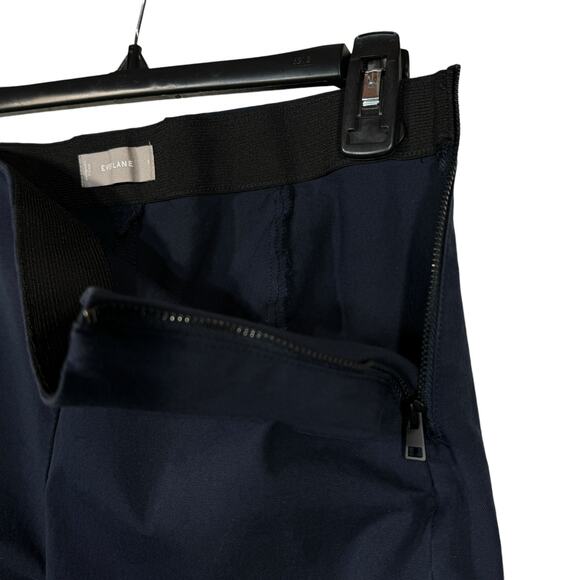 Everlane SZ 8 Dress Pants Flat Front Side Zip Elastic Waist Mid-Rise Navy Blue - Picture 6 of 8